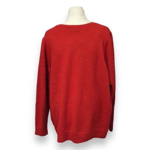Croft & Barrow® Women’s Plus Puff-Sleeve Bobble Sweater, Red, size 3X - Picture 4 of 8